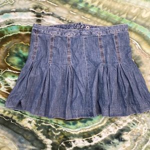 Denim Pleated Mini Skirt